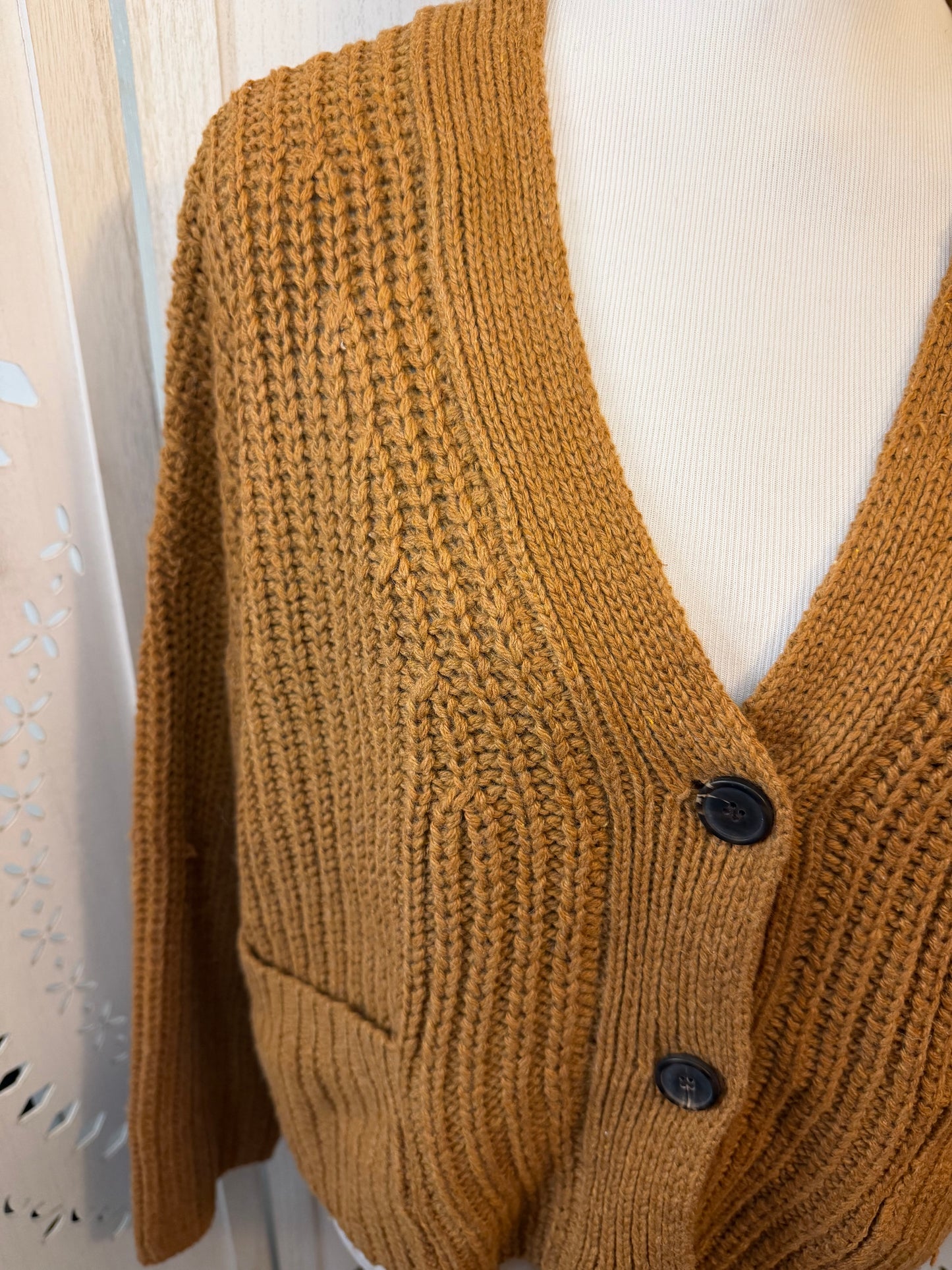 Amber Moon Revival: Chunky Camel Buttoned Cardigan