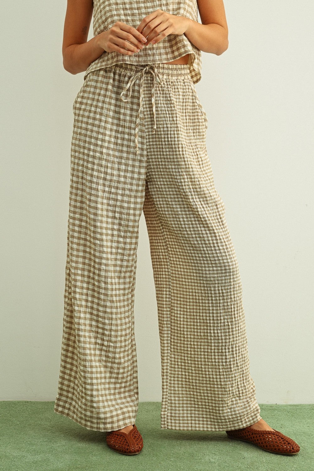 Mixed Gingham Tan Set