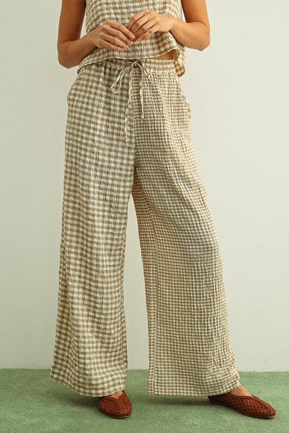 Mixed Gingham Tan Set