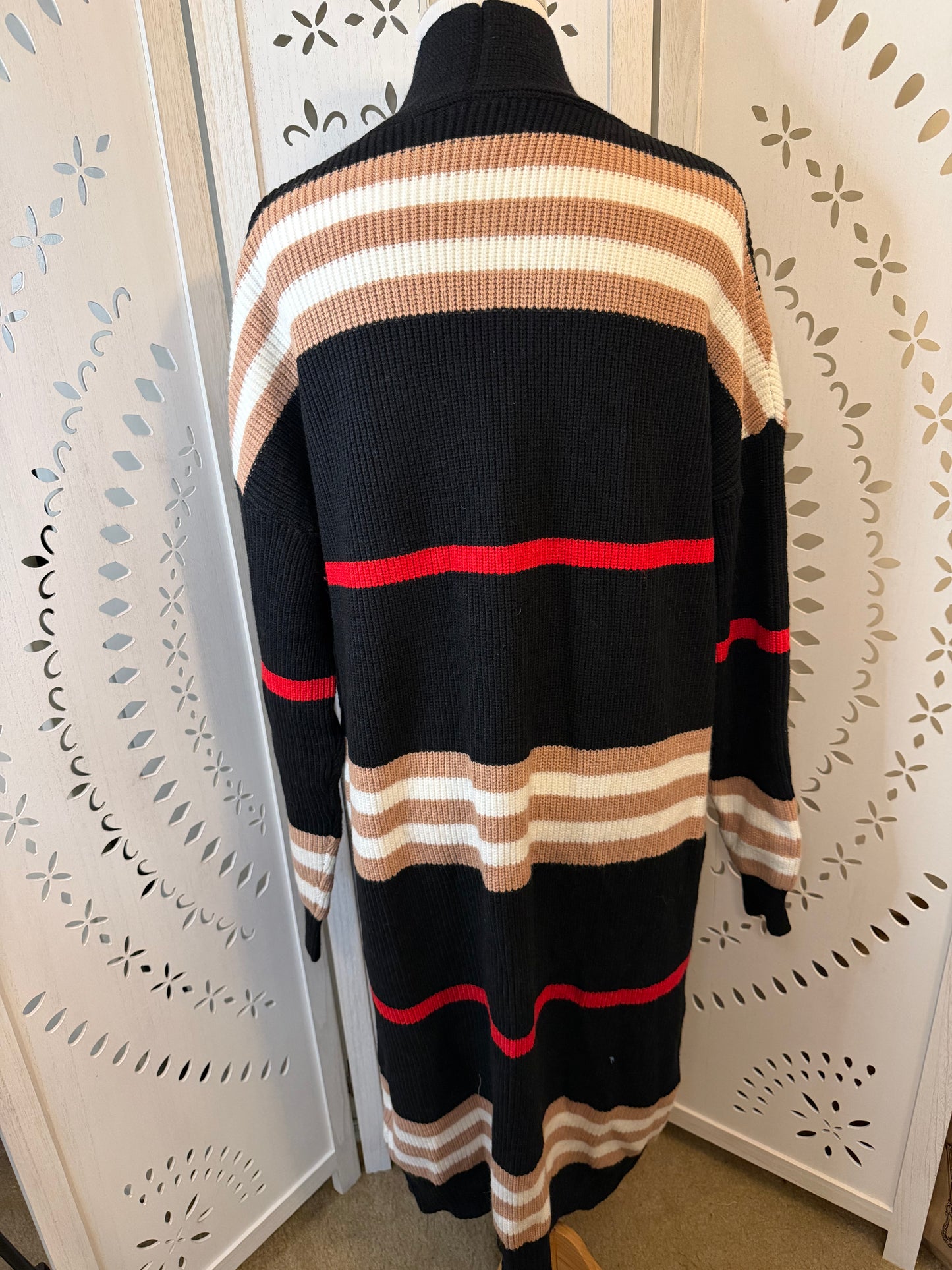 Amber Moon Revival: NWT Heavyweight Striped Colorblocked Long Cardigan Sweater