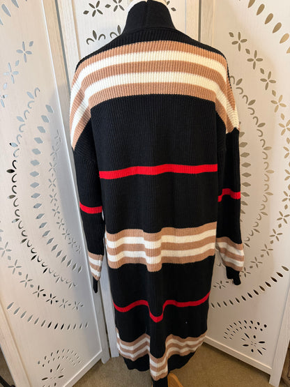 Amber Moon Revival: NWT Heavyweight Striped Colorblocked Long Cardigan Sweater