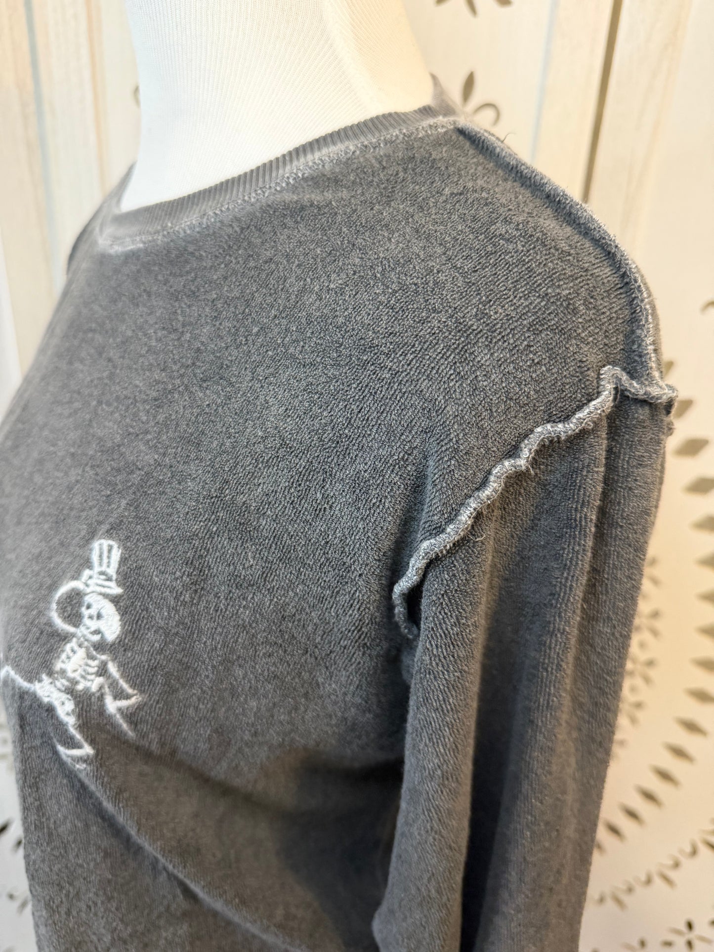 Amber Moon Revival: Organic Cotton Grateful Dead Dancing Skeleton Terry Sweatshirt