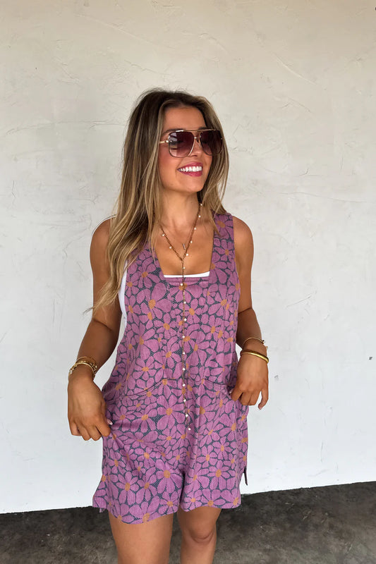 PREORDER: Denim Daisies Beach Please Romper