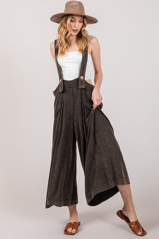 Fig Wide Strap Suspender Overalls