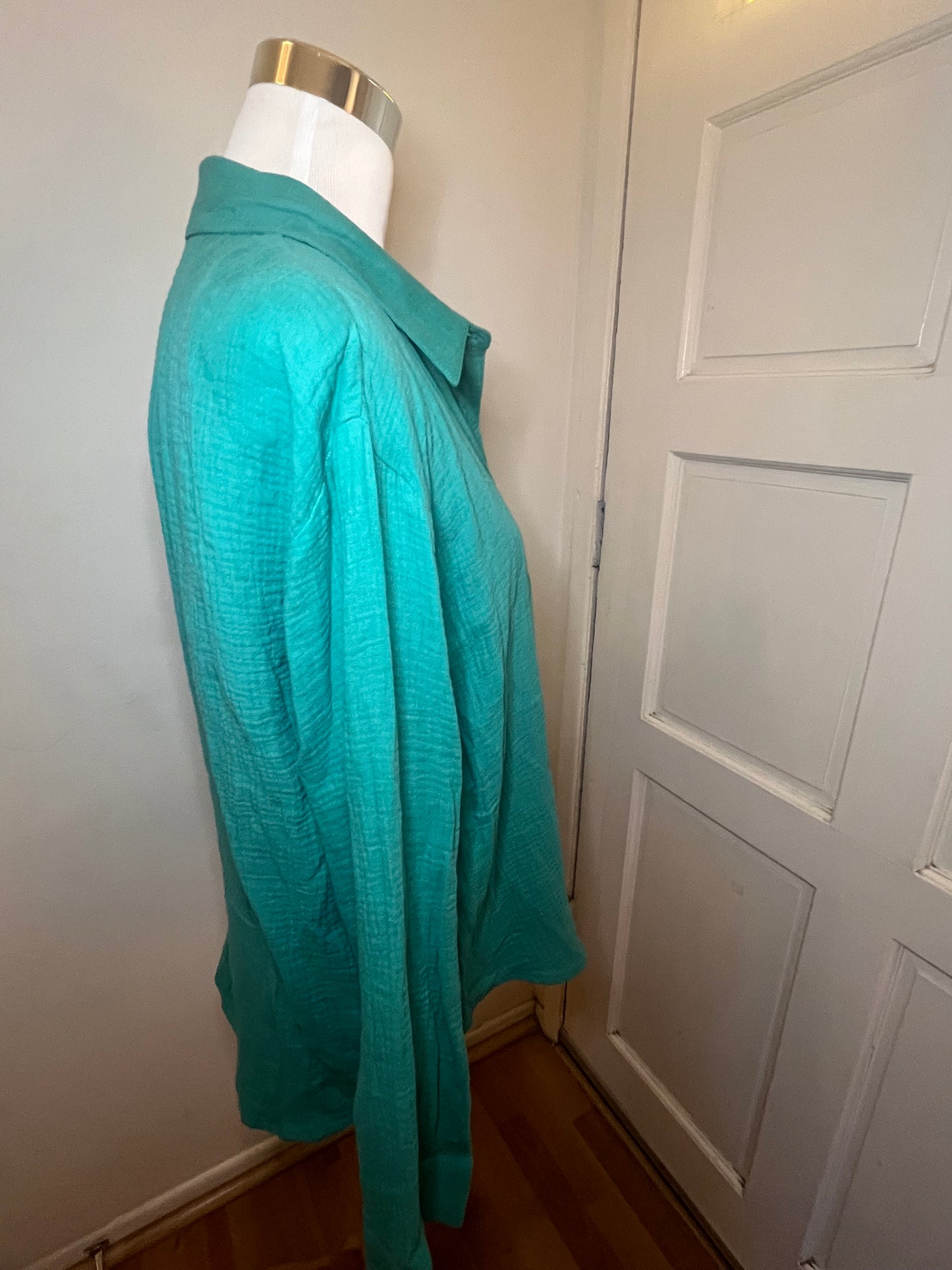 Amber Moon Revival: Green Gauze Cotton Top