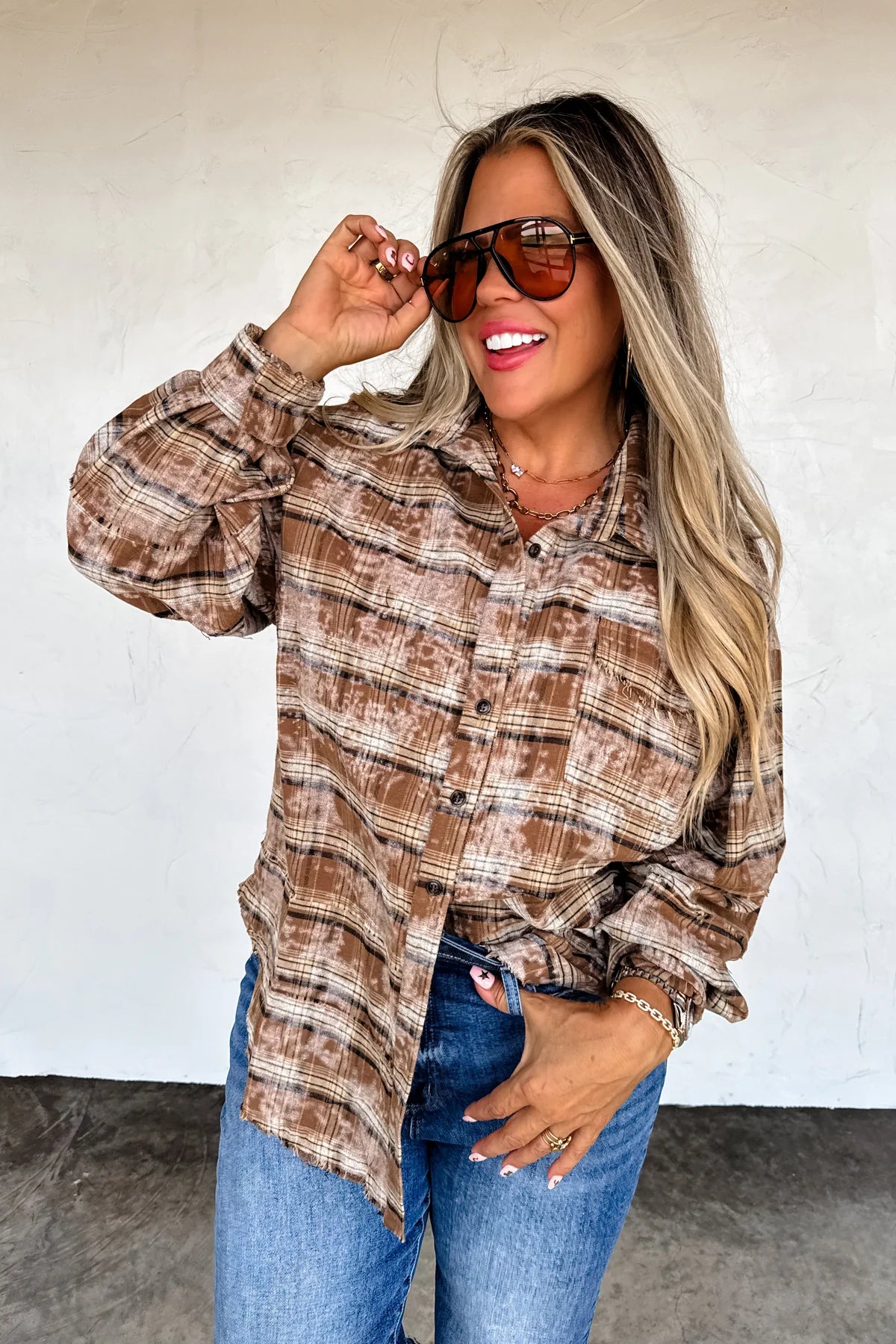 PREORDER: Juniper Bleached Plaid Top