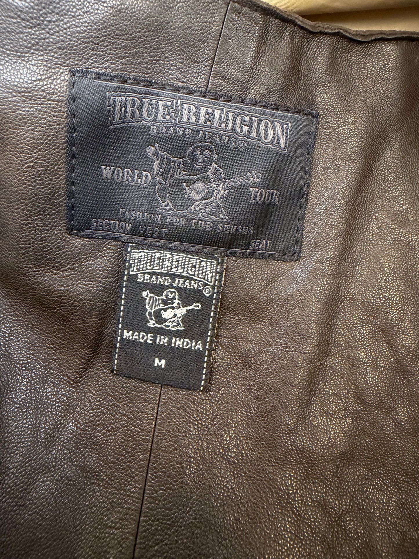 Vintage 2000s True Religion Brown Leather Fringe Vest