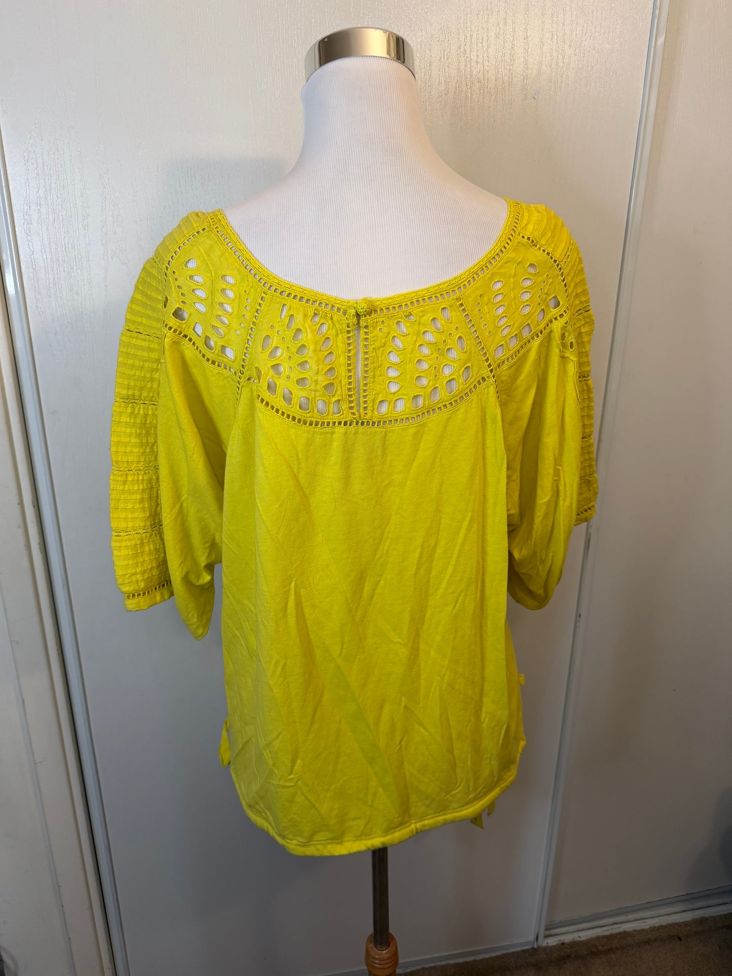 Amber Moon Revival: 100% Cotton Yellow Eyelet Blouse