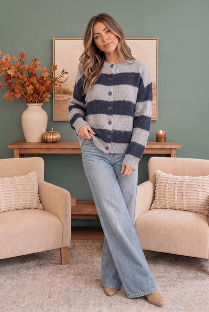 Striped Fuzzy Cardigan