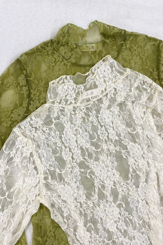 PLUS: Lace Mock Neck Layering Top