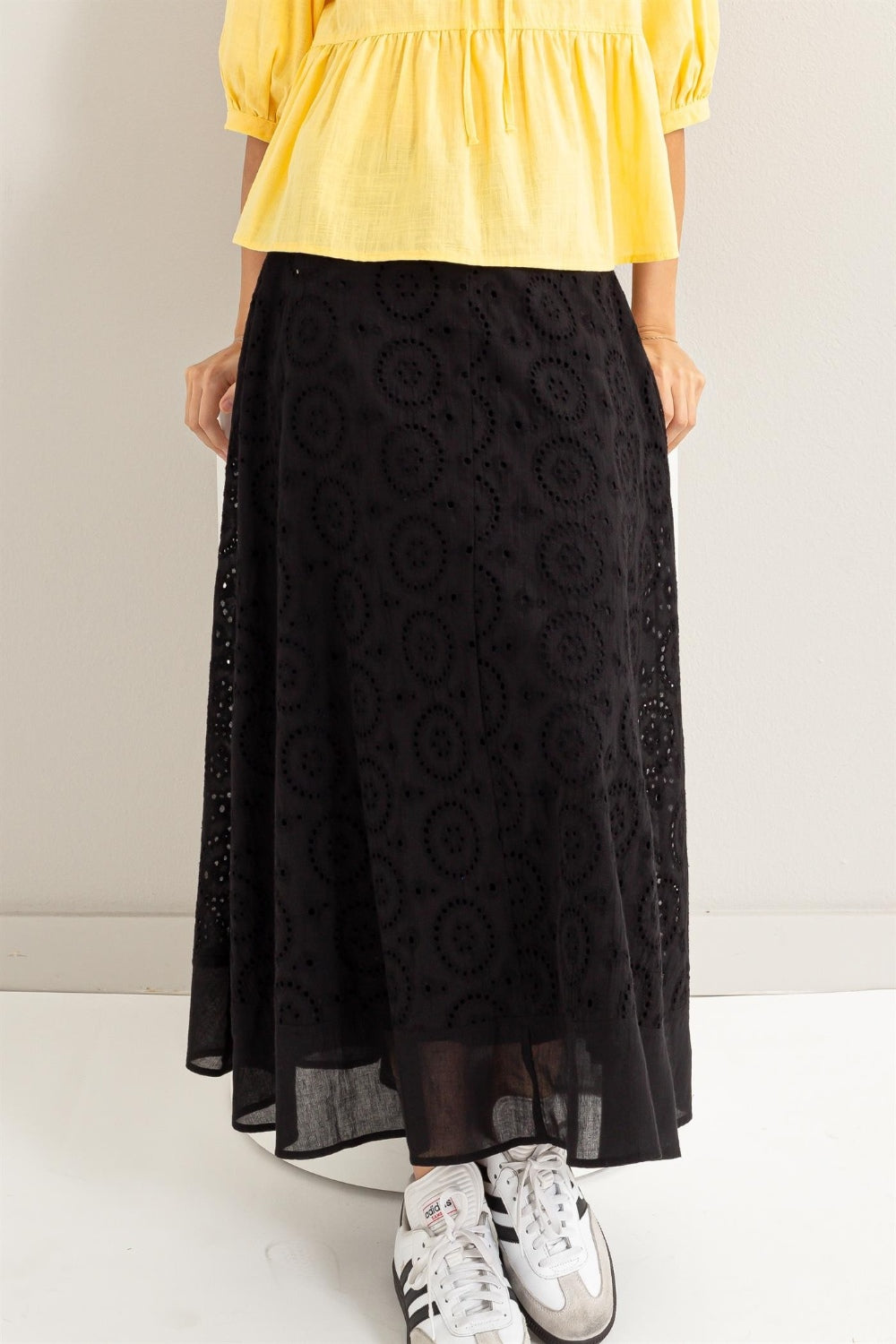 Eyelet Midi Skirt