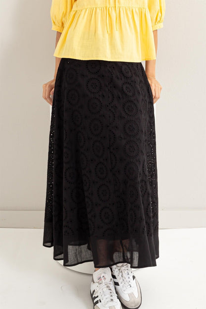 Eyelet Midi Skirt