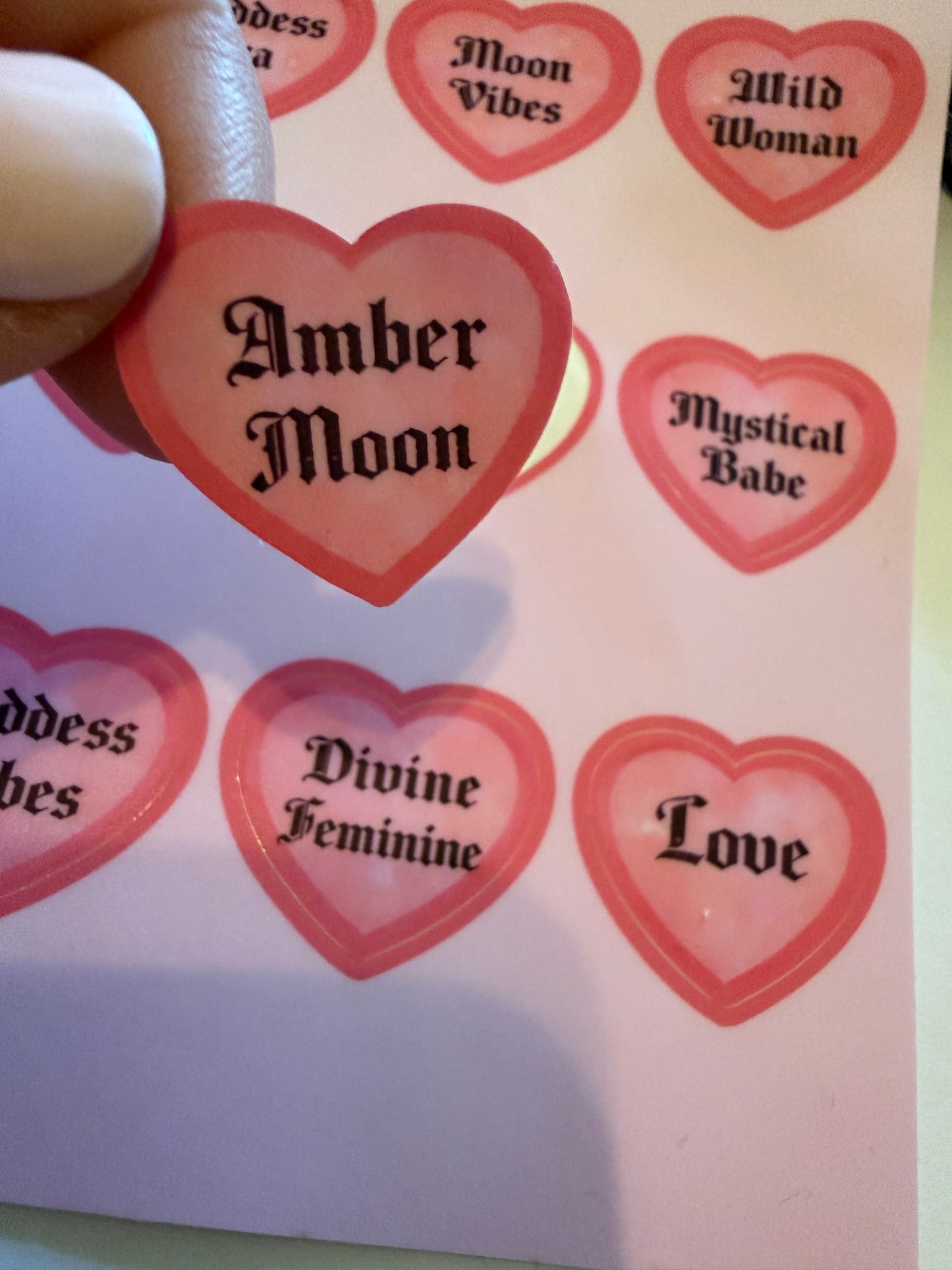Amber Moon Conversation Heart Stickers