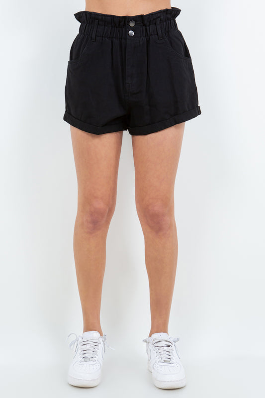 Paper Bag Shorts in Black