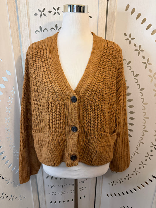 Amber Moon Revival: Chunky Camel Buttoned Cardigan