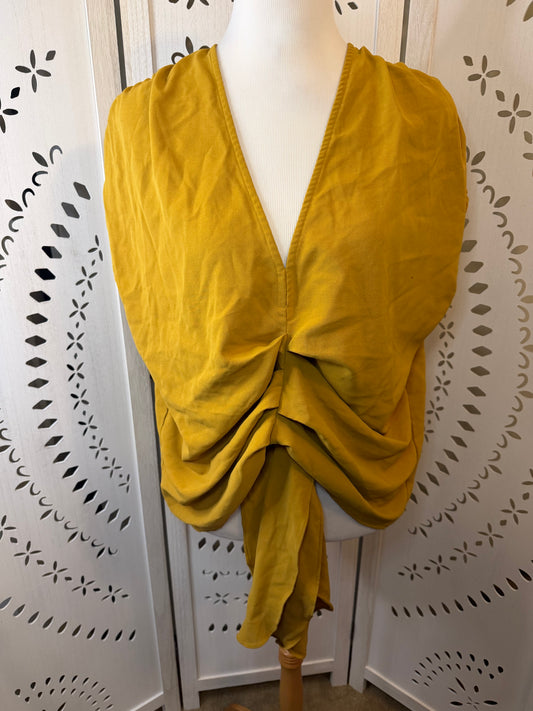Amber Moon Revival: Mustard Tie Front Top