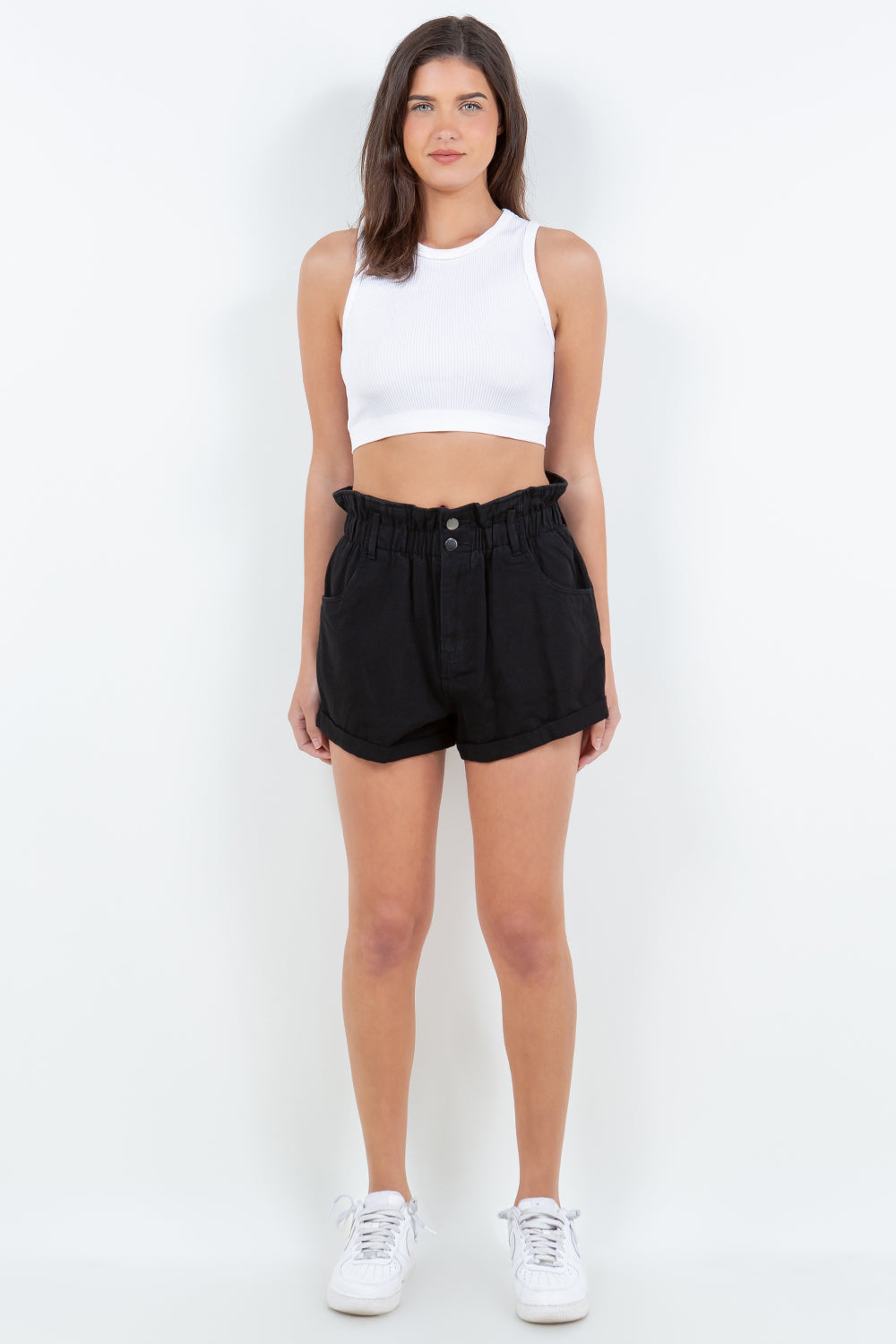 Paper Bag Shorts in Black