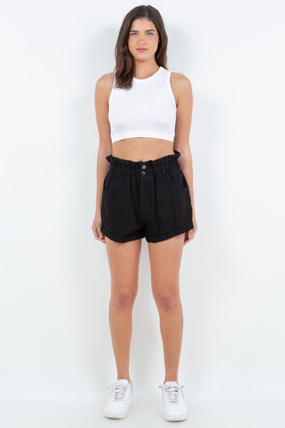 Paper Bag Shorts in Black
