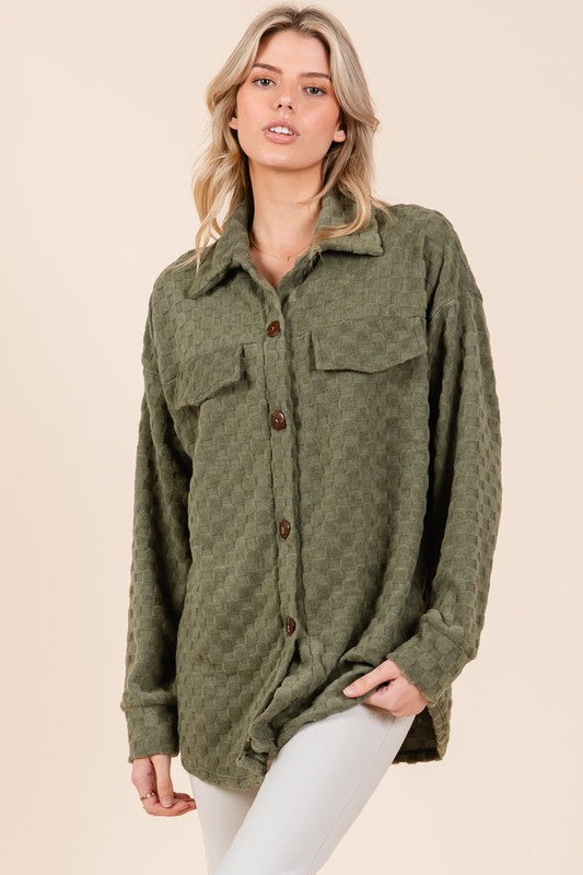 Green Checkered Shacket