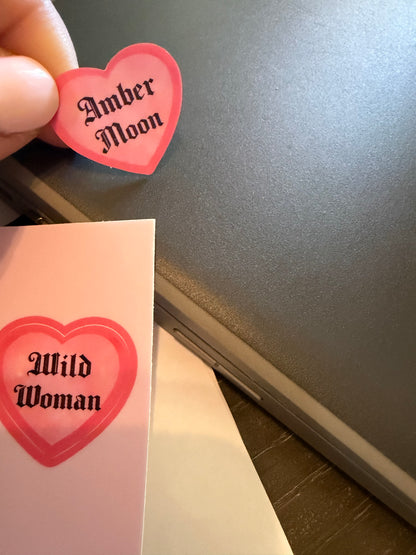 Amber Moon Conversation Heart Stickers