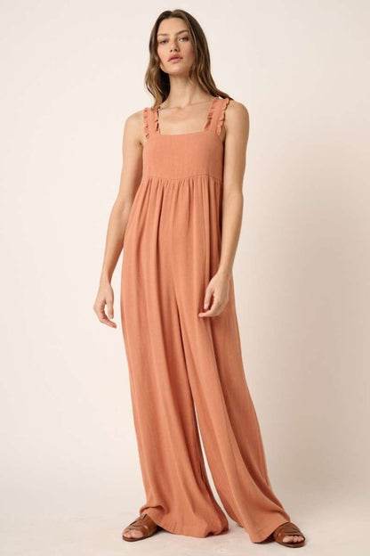 Ruffle Strap Jumpsuit in Ginger