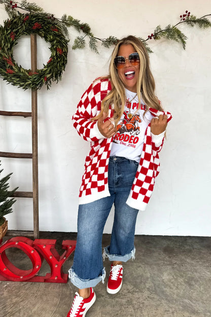 PREORDER: Christmas Cloud Cardigan Red Checker