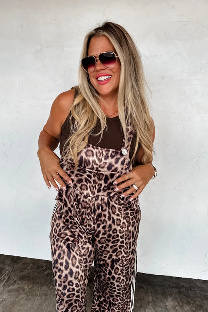 PREORDER: Karli Silky Leopard Overalls