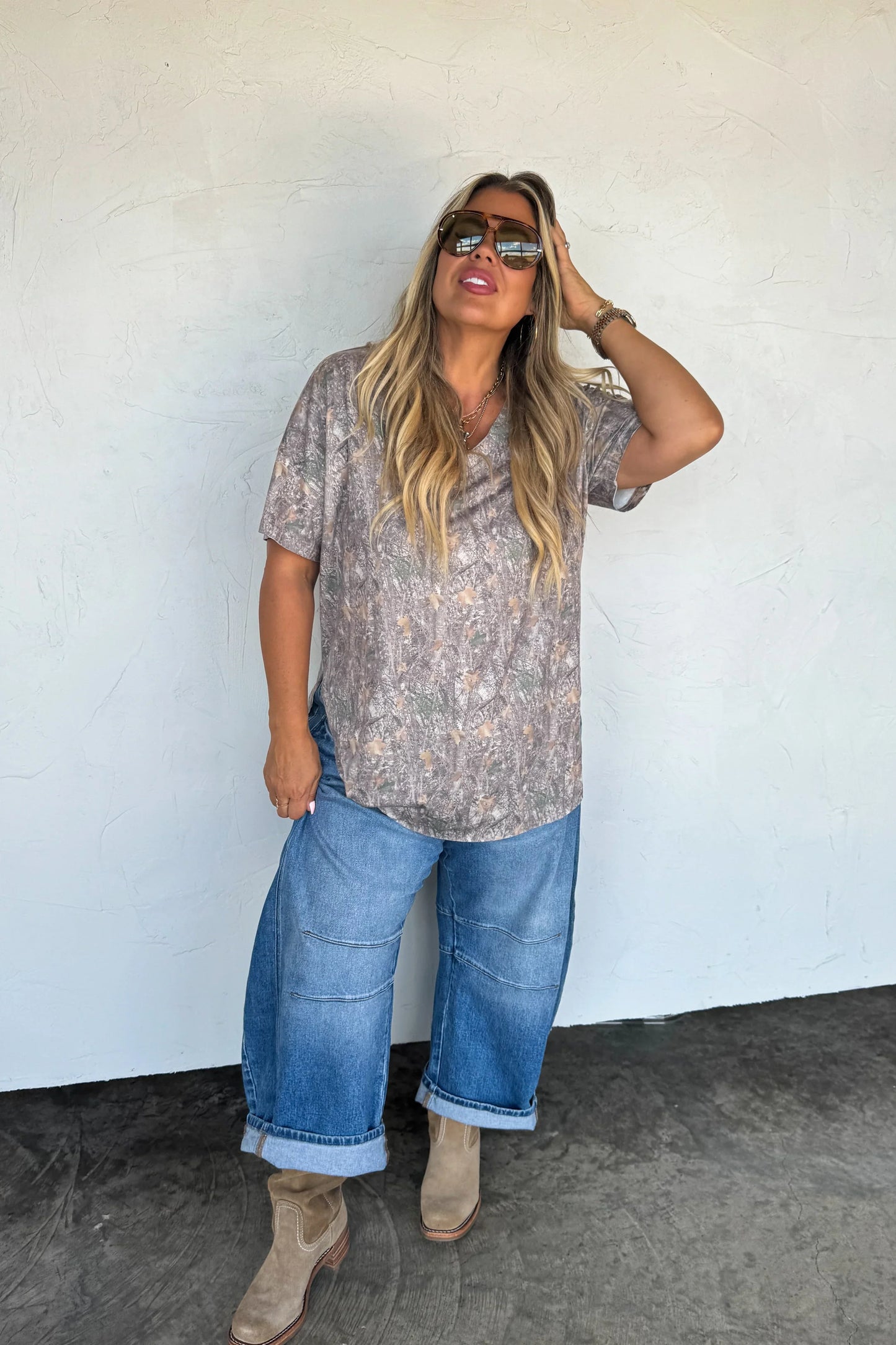 Camo V-Neck Boyfriend Tee