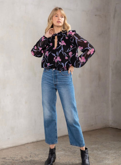 Amber Moon Revival: Floral Choker Blouse