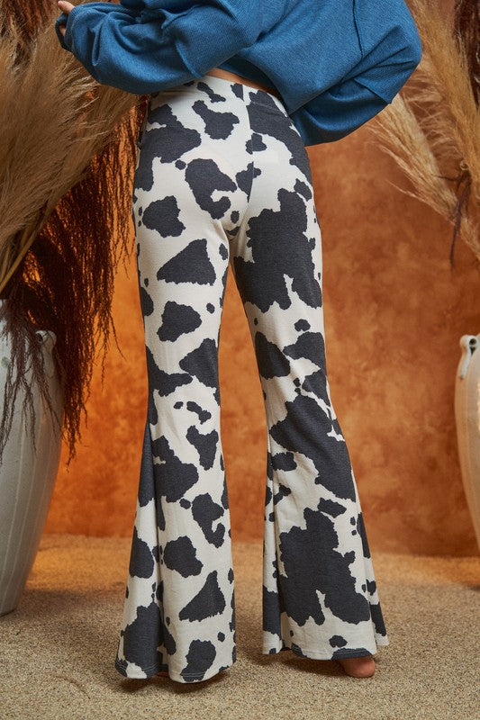 Cow Print Flare Pants