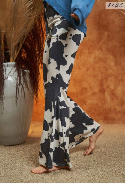 Cow Print Flare Pants