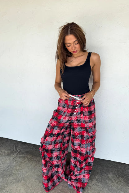 PREORDER: Plaid Behavior Wide Leg Pants