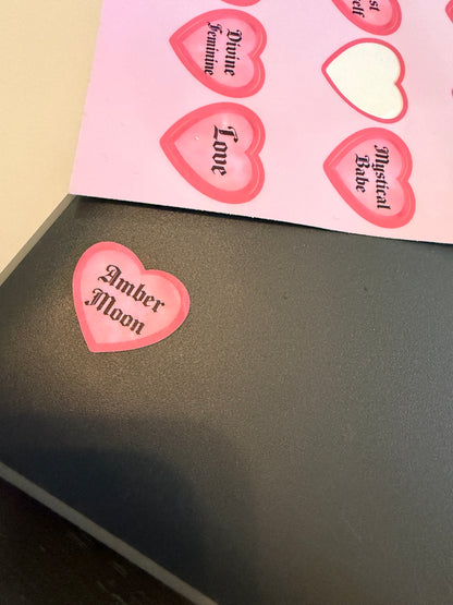 Amber Moon Conversation Heart Stickers