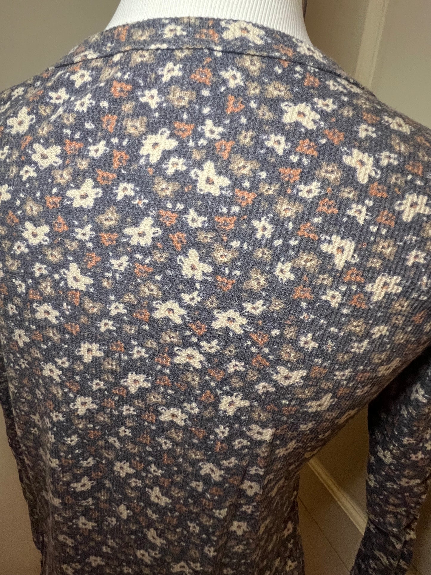 Amber Moon Revival: Navy Floral Henley Thermal