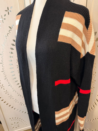Amber Moon Revival: NWT Heavyweight Striped Colorblocked Long Cardigan Sweater