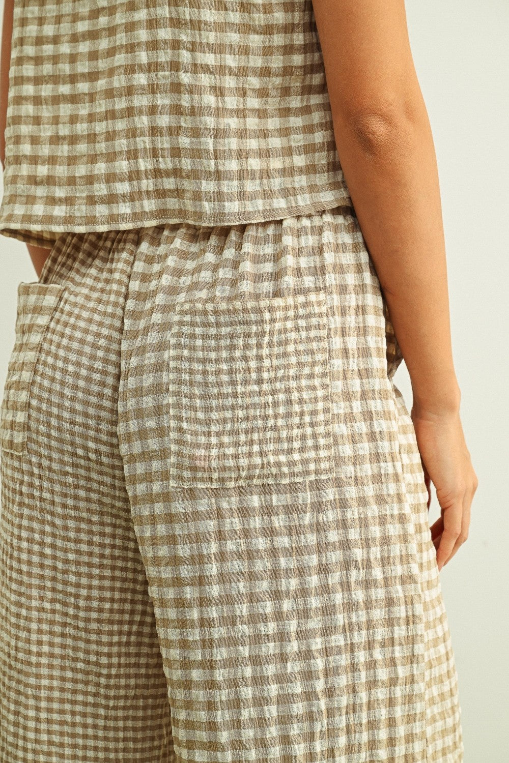 Mixed Gingham Tan Set