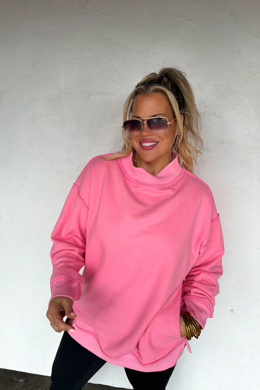 PREORDER: Spring Mock Neck Pocket Pullover