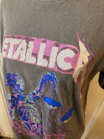 Amber Moon Revival: 100% Cotton Women's Grey/Purple Metallica "...And Justice For All" Tee