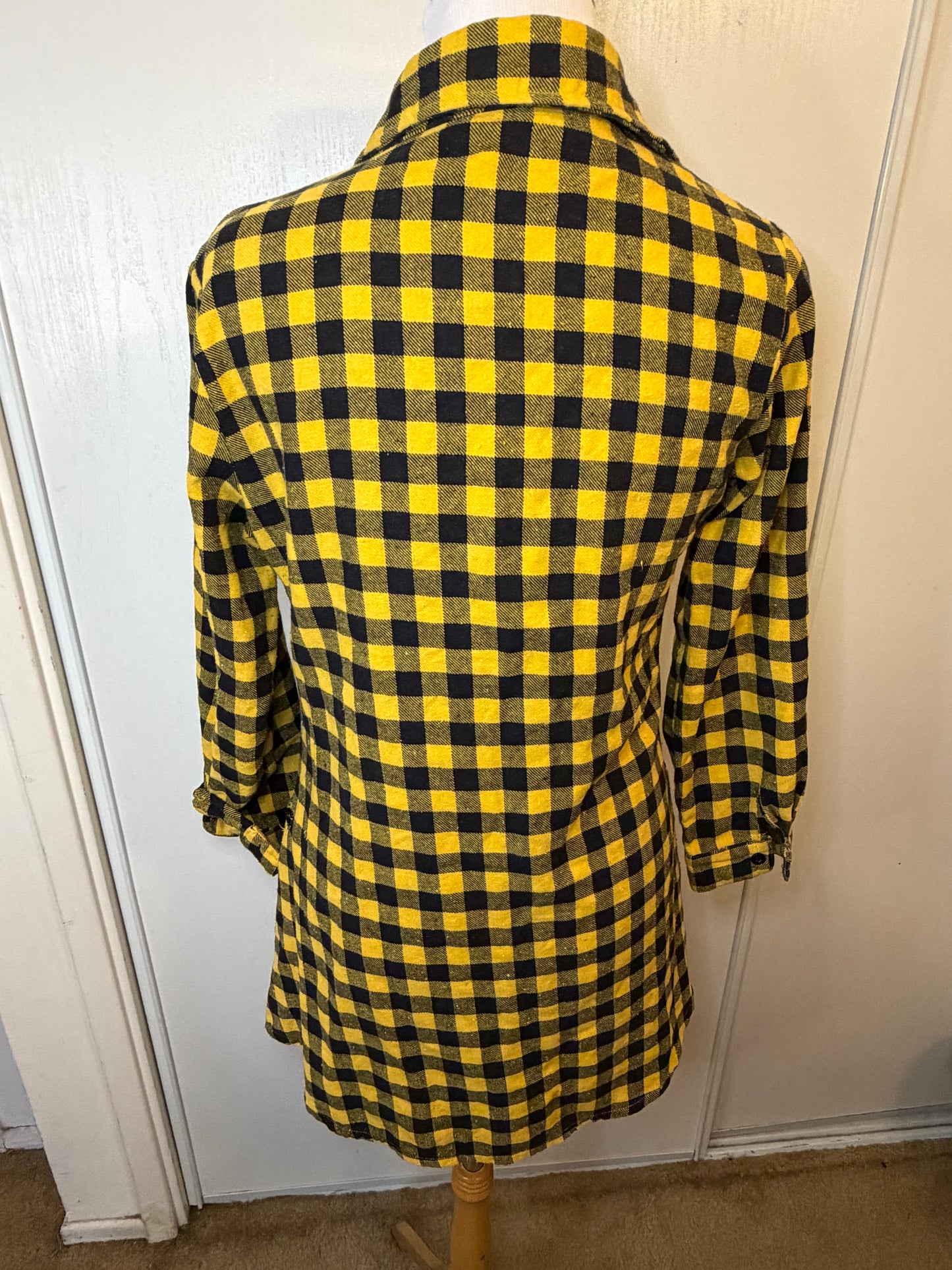 Amber Moon Revival: Yellow and Black Plaid Flannel Tunic - 100% Cotton