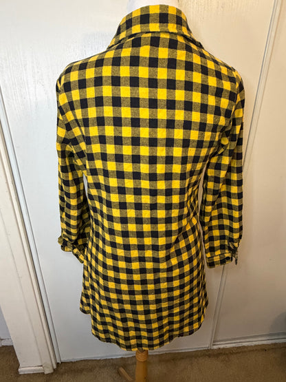 Amber Moon Revival: Yellow and Black Plaid Flannel Tunic - 100% Cotton
