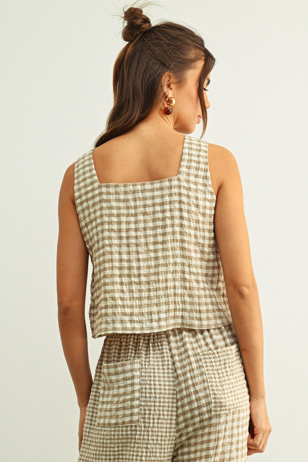 Mixed Gingham Tan Set