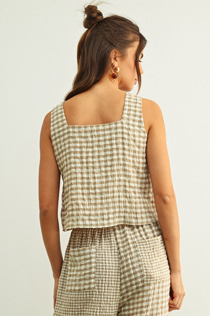 Mixed Gingham Tan Set
