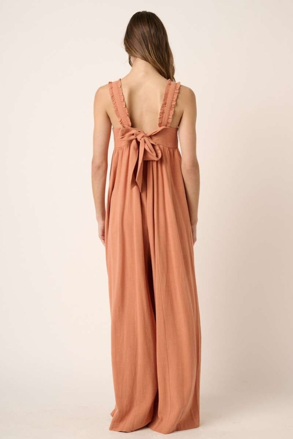 Ruffle Strap Jumpsuit in Ginger