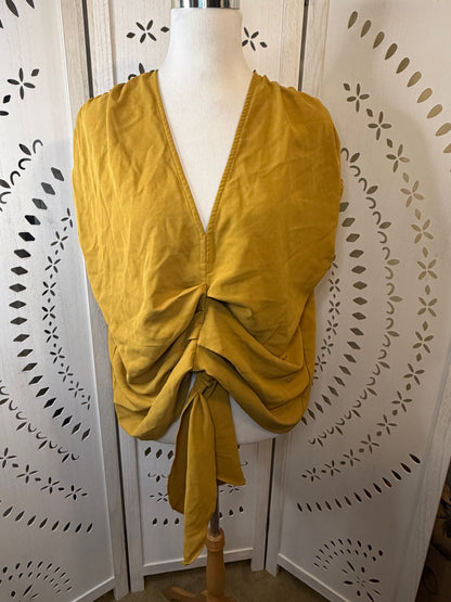 Amber Moon Revival: Mustard Tie Front Top