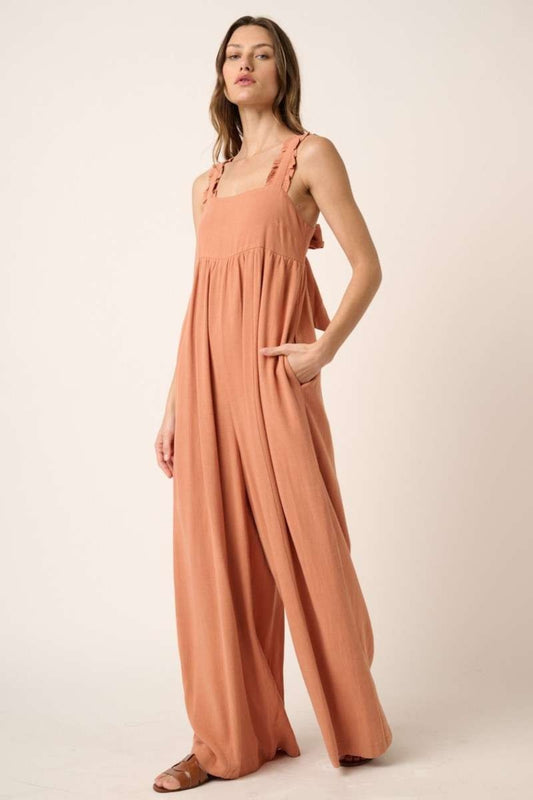 Ruffle Strap Jumpsuit in Ginger