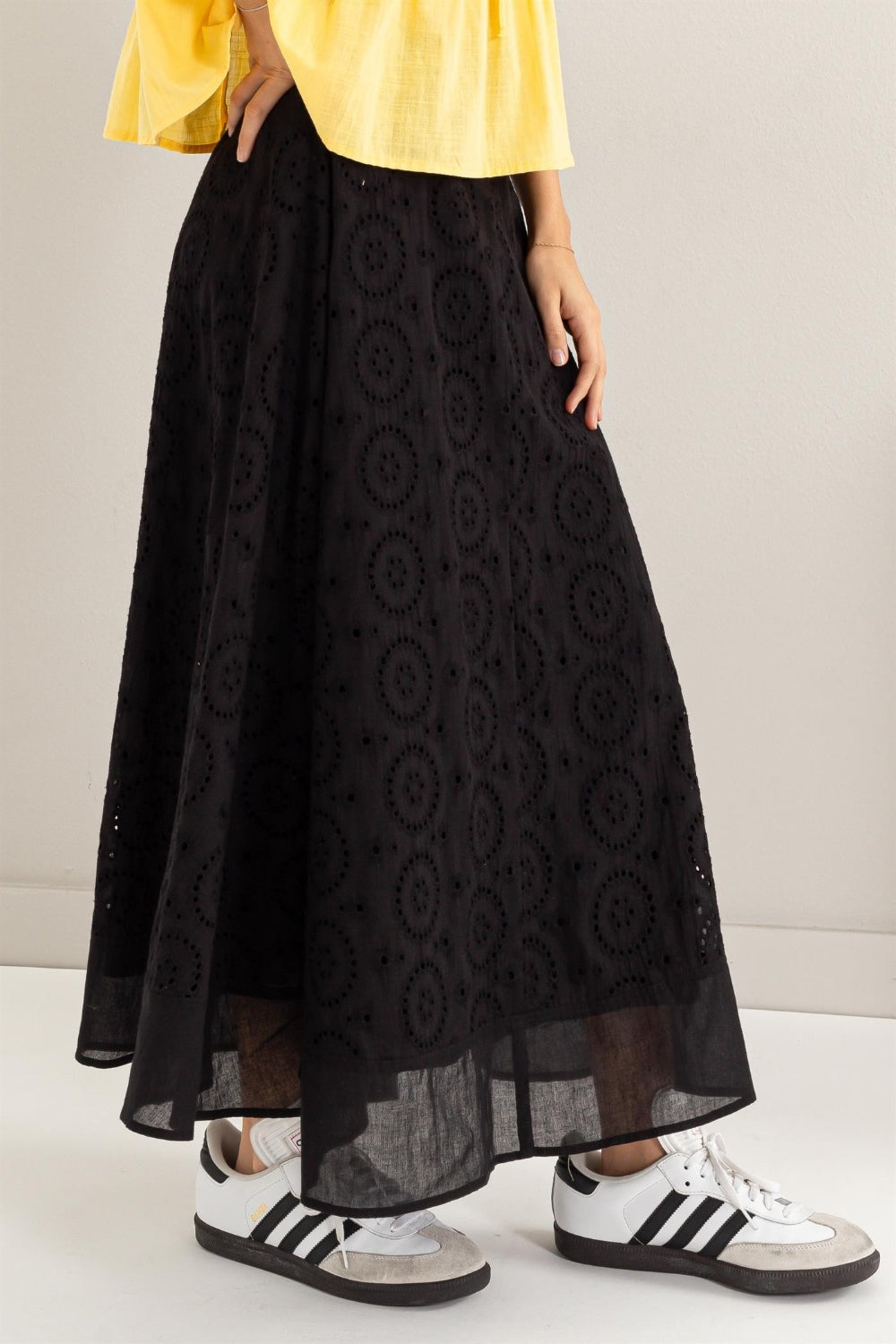 Eyelet Midi Skirt
