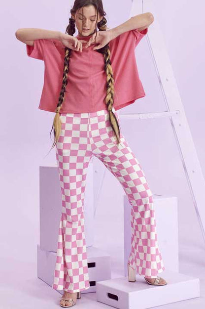 Checkered Pants in Pink or Orange