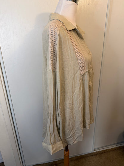 Amber Moon Revival: Crochet Panel Button Down NWT
