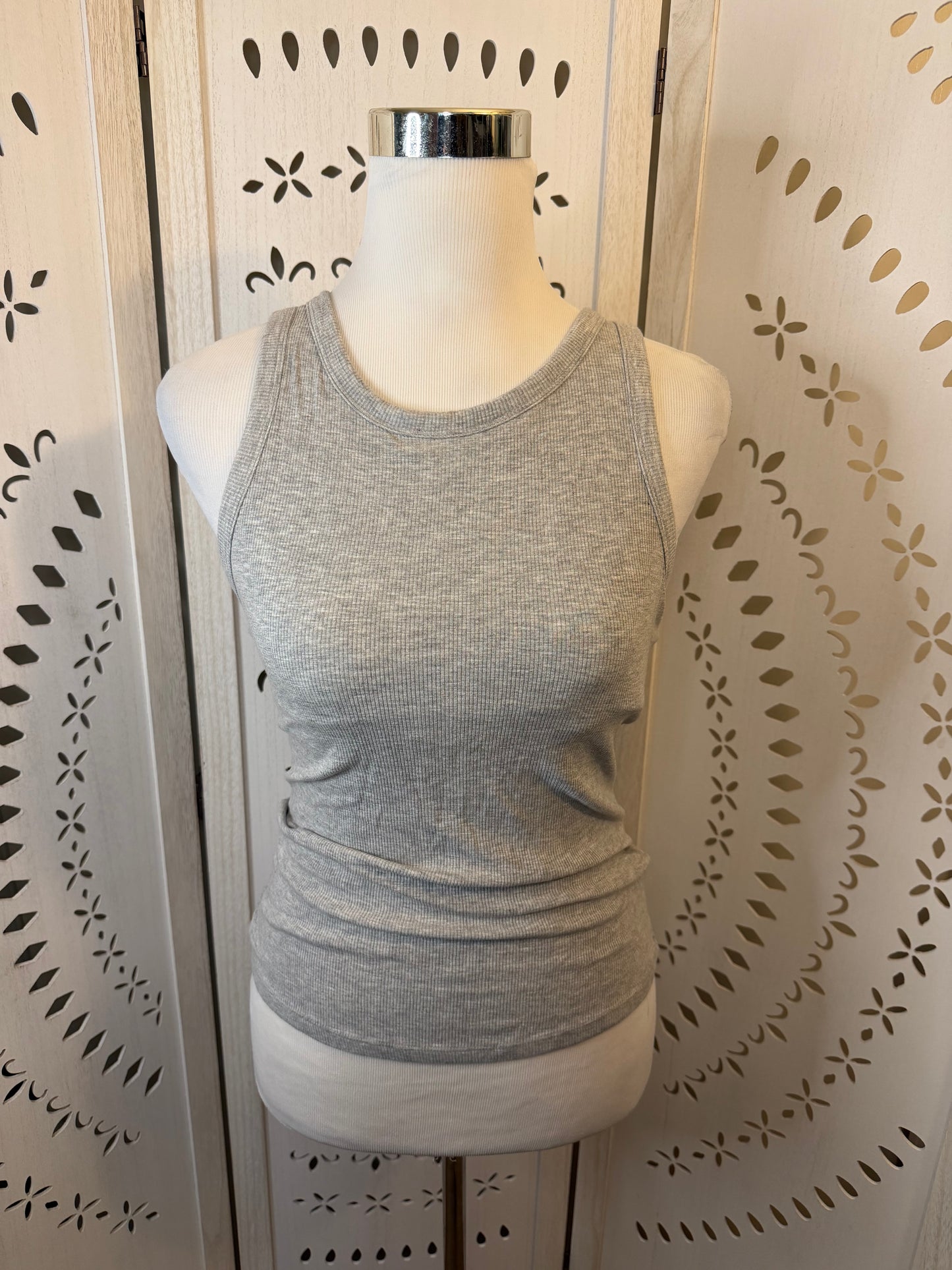 Amber Moon Revival: Built in Bra Grey Tank