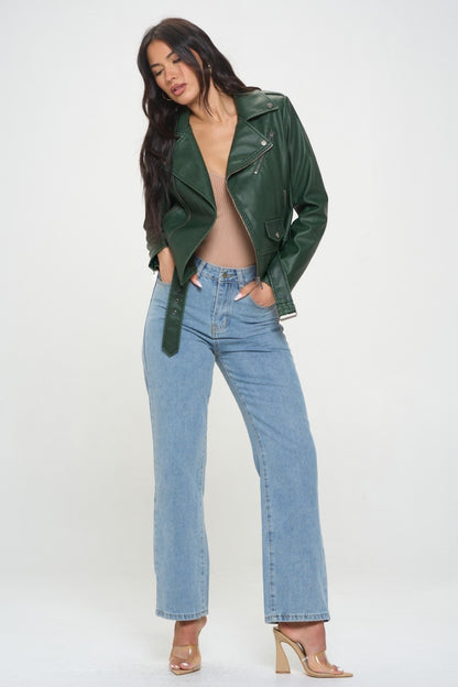 Forest Green Biker Jacket